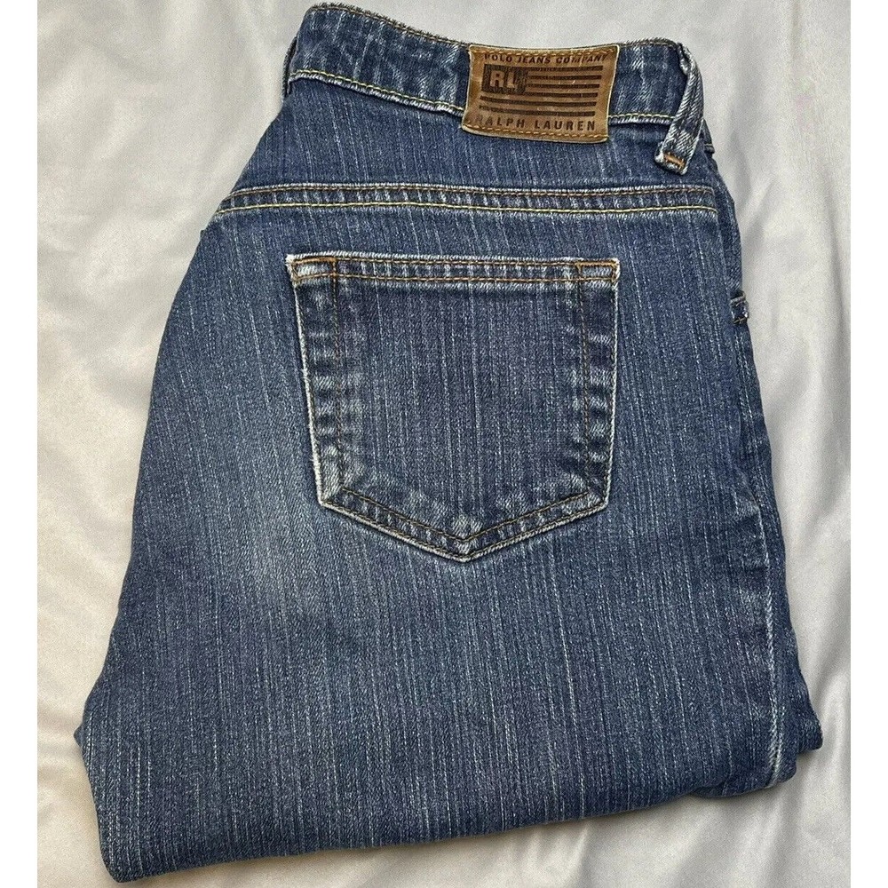 VTG! Ralph Lauren Polo Jeans Co Women's Boot Cut Size 6 Blue Dark Denim Flag